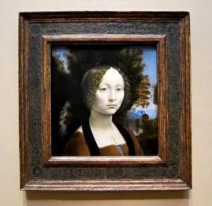 National Gallery Prints: Ginevra de Benci. 1474-1478. Ginevra de Benci by Leonardo da Vinci