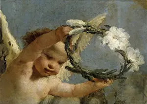 Western Art Prints: Giovanni Battista Tiepolo - Angel with Crown of Lilies