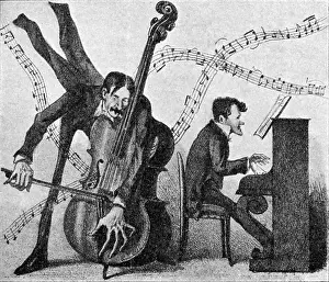Instruments Prints: Giovanni Bottesini caricature. Bottesini e il suo Istrumento from Spirito Folletto 1877