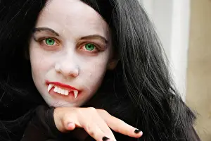 Deadly Prints: girl dressed up as vampire for halloween