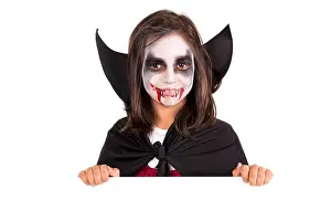 Girl in Halloween vampire costume