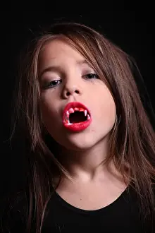 The girl in the image of a vampire for Halloween