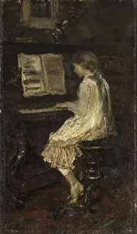 Piano Prints: Girl at the Piano. Dating: c. 1879