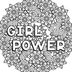 Feminism Prints: Girl Power phrase. Feminism quote and woman motivational slogan