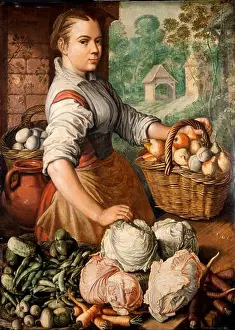Peasant Prints: Girl with Vegetables, 1566. Found in the collection of the Goteborg Konstmuseum