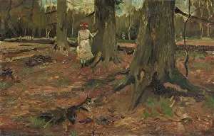 Vincent Prints: Girl in a wood, 1882. Found in the Collection of the Kroller-Muller Museum, Otterlo