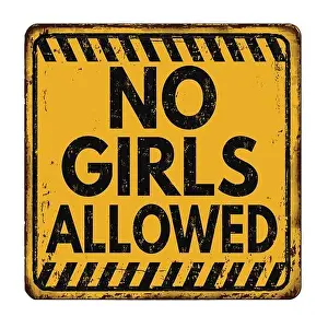 No girls allowed vintage rusty metal sign on a white background, vector illustration