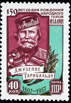 1957 Prints: Giuseppe Garibaldi (1807-1882), Italian general, postage stamp, Russia, USSR, 1957