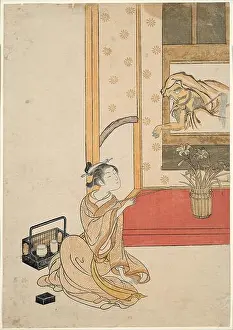 Woodblock Print Prints: Giving Daruma a Smoke. Suzuki Harunobu ?? ??; Japanese