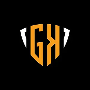 Lowercase Prints: GK logo with shield white orange shape design template isolated on black background