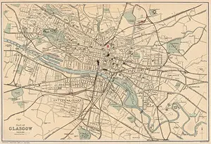 Gazetteer Prints: GLASGOW: Antique town plan. Scotland. BARTHOLOMEW, 1885 antique map