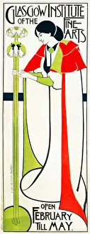 Institute Prints: Glasgow Institute of the Fine Arts 1895 Art Nouveau poster by Charles Rennie Mackintosh for his Scottish college