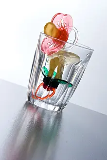Pacifier Prints: glass, glass, transparent, square, pacifier, two, colored, children, small, close up