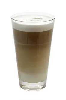 On White Prints: Glass of latte macchiato - cropped on a white background