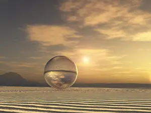 Polished Prints: Glass sphere in a desert landscape