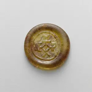 Obverse Prints: Glass weight. Culture: Roman. Dimensions: 13/16 × 1/8