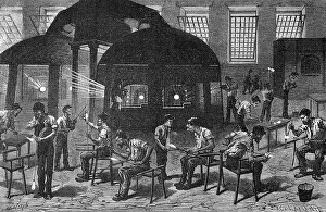 Glassware Prints: Glassblowing Factory, 19th Century