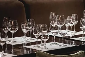 Smell Prints: empty glasses of different shapes served for a wine tasting