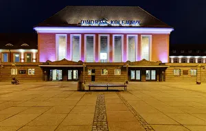 Silesia Prints: Gliwice railway station in the evening. Poland