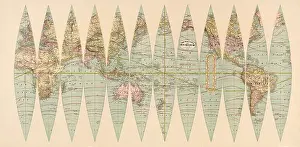 Cartographer Prints: Global gores published by Rand