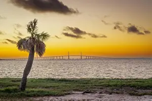 Bird Life Prints: A glorious orange sunrise at Fort DeSoto Park Pinellas Tampa Bay Florida USA September 2024