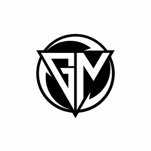 Lowercase Prints: GN logo with triangle shape and circle rounded design template isolated on white background