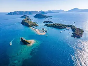 Göcek Yassıca Islands shot with drone from above Göcek, Muğla - Turkey