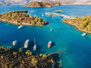 Fethiye Prints: Göcek Yassıca Islands shot with drone from above Göcek, Muğla - Turkey
