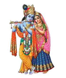 Hindu Festival Prints: God Radhakrishna, Indian Lord Krishna, Indian Mythological Image of Radhakrishna