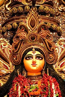 Durga Puja Prints: Goddess durga idol on durga puja festival ; Calcutta Kolkata ; West Bengal ; India 26 September 2009