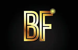 Corporate Design Prints: gold alphabet letter bf b f logo combination design suitable for a company or business