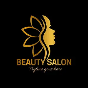 Stylist Prints: Gold Beauty Salon Logo Design Gold on Black Background