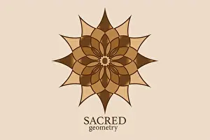 Yoga Prints: Gold Flower of life mandala of sacred ancient geometry