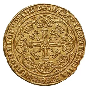Gold Coin Prints: A gold Noble coin from the reign of Edward III of England