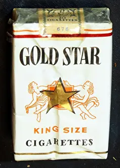 Nicotine Prints: Gold Star is a cigarette brand with a distinctive frontside packaging design