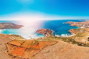 Rock Island Prints: Golden Bay summer tourist resort beach azure water sea, Malta. Concept travel