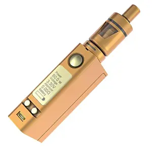 Atomizer Prints: Golden Box Mod, e-cigarette. 3D rendering isolated on white background