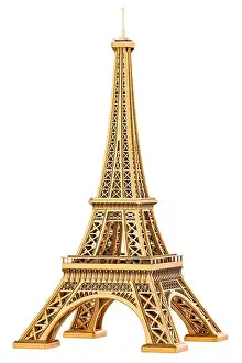 Eiffel Tower Prints: Golden Eiffel Tower. 3D rendering isolated on white background