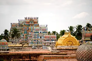 Place Of Pilgrimage Prints: Golden pranav aakriti vimana at sri ranganathaswamy temple ; srirangam near Tiruchirappalli ; Tamil Nadu ; India
