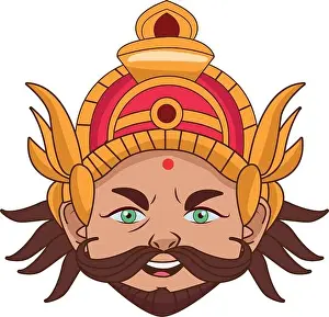 golden ravana head hindu warrior vector illustration design