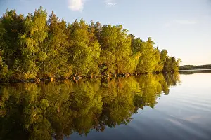 Water Reflection Prints: Golden reflection. Lake Kukkia, Luopioinen, Finland.järvimaisema