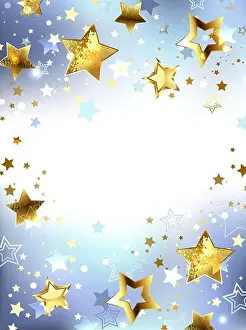 Glamor Prints: Golden shiny stars on bright abstract background. Design with stars. Golden Star