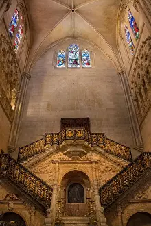 Burgos Prints: The Golden Staircase in Burgos Cathedral in the city of Burgos, Northern Spain