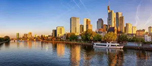 Frankfurt Prints: Golden sunrise view of the skyline of Frankfurt