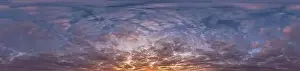 Golden sunset sky panorama Seamless spherical equirectangular 360-degree view with beautiful Stratocumulus clouds