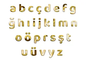 Turk Prints: Golden Turkish Alphabet, lowercase letters