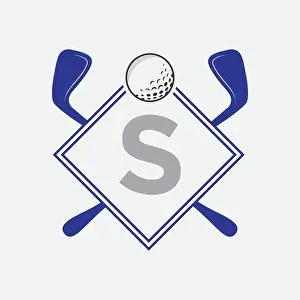 Golf Club Prints: Golf Logo On Letters Vector Template. Golf Club Symbol, Golf Training Sign