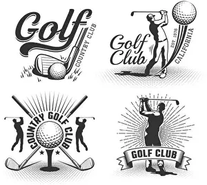 Golfer Prints: Golf logos with clubs, balls and golfers