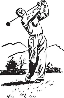 Forties Prints: Golfer - Retro Clipart Illustration