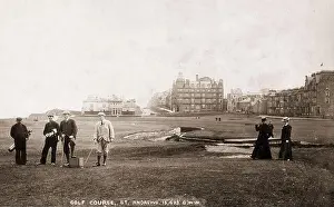 Golf Course Prints: Golfers at The Old Course at St. Andrews, Scotland - Circa 1900